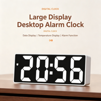 Nouvelle Horloge Réveil Numérique LED Intelligente à Projection Miroir Grand Écran, Connectée, avec Mémoire de Heure et Calendrier Réglable