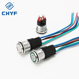 CHYF 10 Amp 19mm Interruptor de Botão de Travagem 12V SPST LED Impermeável Aço Inoxidável Auto-Bloqueio 1NO Interruptor de Botão de Metal