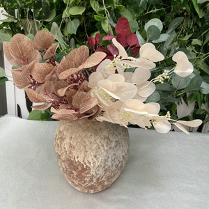 Queyiyi Fleurs artificielles, bouquet de feuilles de pomme à 9 branches, 51 cm, pour décoration de mariage, arrangement floral séché d'intérieur - Product Image 1