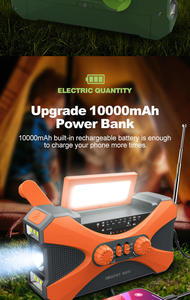 Custom 5200mAh Solar Hand Crank AM FM NOAA Radio LED Flashlight Portable Outdoor Weather Alert Power Bank Audio Receiver - Product Image 2