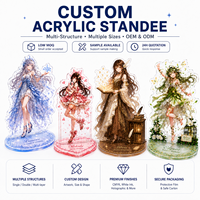 Standee Akrilik Kristal dengan Cetak UV untuk Pajangan Fan Art, Akrilik Buram, Kustomisasi Merek, Foil Perak