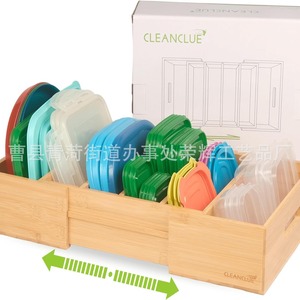 Cross-border bamboo drawer rack with adjustable <b>shelves</b>, expandable kitchen cabinet storage <b>box</b>. - Product Image 2