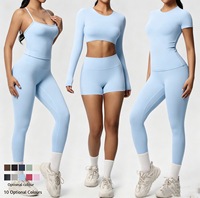Ensemble de yoga respirant 3 pièces Lcool Plus XXL pour femme : veste, short taille haute, écoresponsable et recyclable