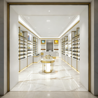 Vitrine de présentation de parfums de luxe en or blanc, avec éclairage LED, en verre, écologique, taille personnalisable, pour boutique professionnelle