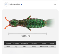 Leurre souple artificiel de pêche en eau douce, type abeille, 60mm, coulant, bionique, en plastique souple, vente en gros tout-en-un