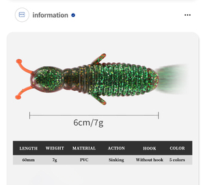 Leurre souple artificiel de pêche en eau douce, type abeille, 60mm, coulant, bionique, en plastique souple, vente en gros tout-en-un - Product Image 3