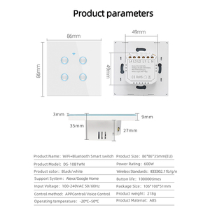 LEDEAST-Interruptor inteligente Tuya, dispositivo de control de voz, 1, 2, 3, 4 bandas, control por aplicación, cable neutro - Product Image 3