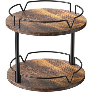 Wooden Double Layer <b>Spice</b> <b>Rack</b> With <b>Rotating</b> Tray For Kitchen Storage 2 Tier Food Organizer - Product Image 5