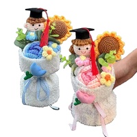 Hoogwaardig gehaakt afstudeerboeket bloemen handgemaakt kunstmatig gebreid zonnebloem pluche gehaakte bloem afstudeercadeaus