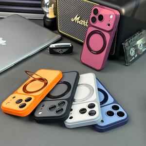 เคสโทรศัพท์แม่เหล็กแบบด้าน รุ่นแฟชั่น สำหรับ iPhone 18 11 12 13 17 Pro Max 14 15 16 Plus พร้อมขาตั้งวงแหวน 360 องศา และฟิล์มกันรอยเลนส์ - Product Image 2