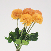 Bouquet de fleurs artificielles dandelion à 6 boules, toucher réel, feuilles, écologique, léger, 39 cm, pour la maison, la remise des diplômes, Thanksgiving