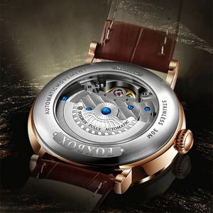 OEM FOXBOX FB0003 Nouvelle montre pour homme en cuir et verre, aiguille, cadran ajouré, mouvement mécanique entièrement automatique, résistante à l'eau 3BAR - Product Image 4