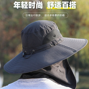 Fulishu Men's Wide Brim Sun <b>Hat</b> One Size Breathable Fisherman <b>Hat</b> With Neck Protector For Outdoor Fishing And <b>Summer</b> Protection - Product Image 5
