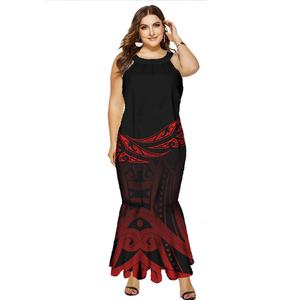 فستان حورية البحر البولينيزي بدون أكمام على شكل بوق للحفلات الليلية طويل بماكسي ذيل السمكة فستان مخصص للجزيرة يُباع بالجملة - Product Image 1