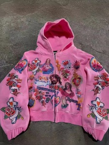 Sweat à capuche zippé décontracté en polyester et élasthanne, motif dessin animé RIGHTEOUS, coupe ample, taille XXL, collection Hiver 2024 - Product Image 5