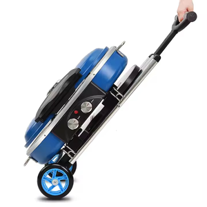 Grille de cuisson <span class=keywords><strong>en</strong></span> <span class=keywords><strong>fonte</strong></span> à 2 brûleurs Portable Barbecue à gaz de camping <span class=keywords><strong>en</strong></span> plein air avec chariot pliant pour campings et voyages - Product Image 6