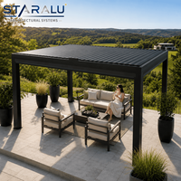 Pergola en aluminium haut de gamme avec toit rétractable motorisé et portes en verre pour espace de patio extérieur, cuisine et barbecue