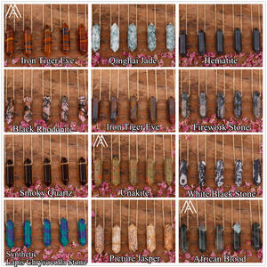 Collar con Colgante de Cristal Chapado en <span class=keywords><strong>Oro</strong></span>, Punto de Cristal Curativo, Chakra Reiki, Piedra Natural Hexagonal de Doble Punta para Bodas y Fiestas - Product Image 5