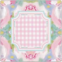 Tapis de Mahjong Rose Pastel à Carreaux, Antidérapant en Caoutchouc, Motif Floral Aquarelle, Cadre Quatre Directions du Vent, Tapis de Jeu de Table