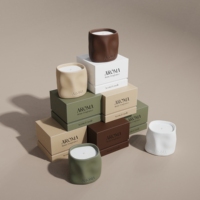 Pot à bougie en ciment céramique multi-volumes au design torsadé unique CH avec couvercle, grand récipient à bougie, diffuseur