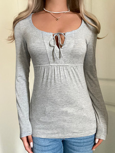 Maglietta Termica da <span class=keywords><strong>Donna</strong></span> Autunnale Casual a Tinta Unita, Morbida in Maglia, Vestibilità Regolare, Manica Lunga, Intimo Superiore - Product Image 4