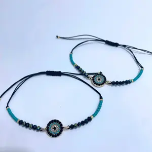 Penjualan laris model perhiasan mode baru miyuki mob beads buatan tangan bungkus gelang dapat disesuaikan mata Aloi biru grosir