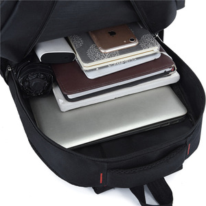 Men's Large Capacity <b>Backpack</b> 20-35L Multi-compartment Everyday Use Solid Color <b>Black</b> Detachable Straps - Product Image 3