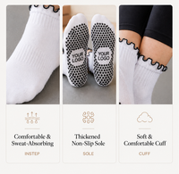 Chaussettes de yoga antidérapantes personnalisées avec logo OEM, chaussettes de danse et de Pilates antidérapantes, chaussettes de yoga à volants personnalisés pour femmes