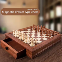 Échiquier magnétique en bois massif de haute qualité RUNAN, échiquier en bois d'érable, boîte à échecs en cuir, design personnalisable, échecs éducatifs unisexes