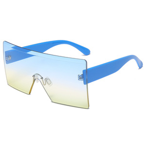 Gafas de sol de gran tamaño sin marco para mujer, lentes de PC UV400, peso ligero, YC8800-B5 - Product Image 2