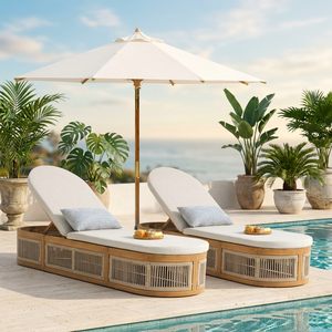 Tumbona Moderna para Exteriores Junto a la Piscina, con Cojines, Tejida con Cuerda, Silla Reclinable para Patio - Product Image 2
