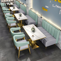 Ensemble de meubles de restaurant, table et chaises, banquette, sièges de stand, personnalisé, carré, café, restauration rapide, commercial, café, marbre