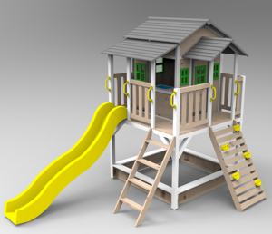 Kids Cubby <strong>House</strong> Playhouse With Mud Kitchen and Slide and Sandpit - Product Image 1