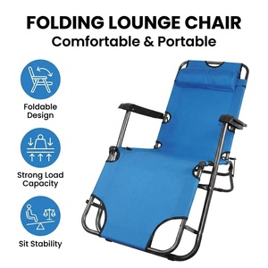 Chaise de <span class=keywords><strong>plage</strong></span> pliable confortable - Tissu Oxford, structure métallique, légère, portable, pour la pêche, le camping et les activités de plein air - Product Image 1