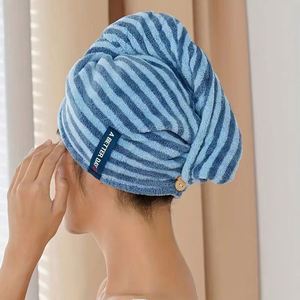Serviette de séchage rapide en microfibre corail anti-frisottis à rayures pour adulte, serviette de toilette tissée à séchage rapide pour femme pour usage domestique - Product Image 1