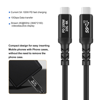 Cable USB-C Thunderbolt en Ángulo Recto de 90 Grados, 100W 5A, Cable Tipo-C de Carga Rápida, Pantalla de Video 4K, Función Completa, Todo en Uno