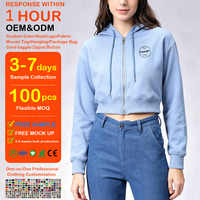 Sudadera con capucha de forro polar suave y cálido de 330 g/m² para mujer, personalizada con bordado 3D de alta calidad, con cordón, para gimnasio, deportes, ecológica, estilo crop top