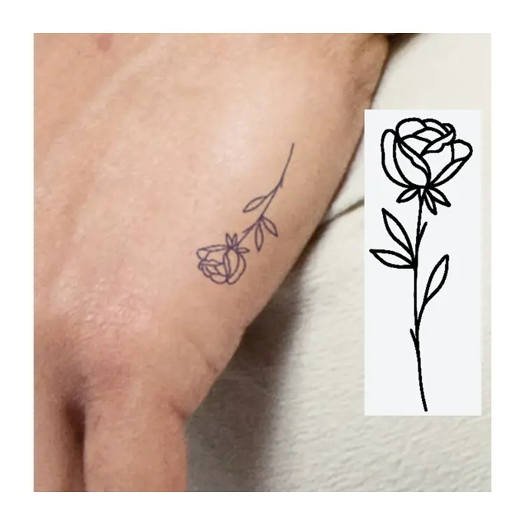 Benutzer definierte wasserdichte schwarze Körper Tattoo Aufkleber Arm Hand Hals Handgelenk Kunst Mode Blume Frauen temporäre Tattoo Aufkleber und Tattoos