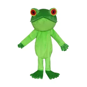 S252 пользовательские большие глаза зеленая лягушка животных мягкий плюшевый мультяшный костюм талисмана персонажа Косплей Вечеринка Большой плюшевый костюм лягушки