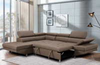 Canapé-lit modulable en L avec tête de lit et port USB, mobilier moderne pour la maison, avec revêtement en tissu pour chambre et salon