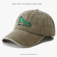 Topi Baseball 6 Panel Unisex Empat Musim 100% Katun Kain Dicuci Bordir Motif Kadal Gaya Kasual Modis