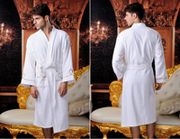 Peignoir de luxe blanc respirant et doux en coton gaufré 100 % avec logo d'hôtel 5 étoiles personnalisé en gros