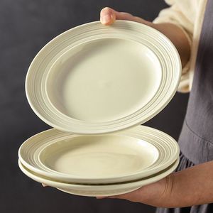 Ceramic Dinner Plate Round Cream Color Solid Pattern For Party Food Serving - Product Image 1