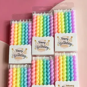 Fileté Romantique <span class=keywords><strong>Rencontre</strong></span> Anniversaire Spirale Bougie Coloré Paraffine Cire pour Fête Atmosphère Décoration Fournitures Gâteau Topping - Product Image 4