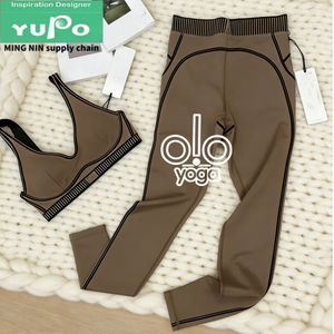 Conjunto de 2 piezas de leggings acanalados sin costuras 2026 de gran venta para mujer, al por mayor, moda, yoga, pilates, elásticos - Product Image 1