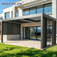 Pergola moderne Rogenilan en aluminium pour jardin extérieur avec stores ventilés réglables
