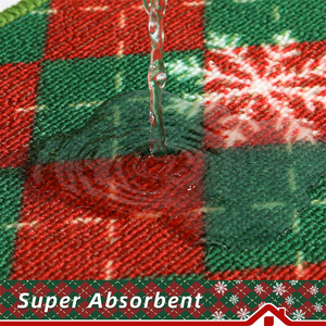 Decoraciones Navideñas, Juego de Alfombras y Tapetes de Cocina con Diseño a Cuadros Buffalo, Antideslizantes, Lavables, con Diseño de Copos de Nieve - Product Image 4