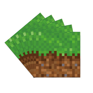 Ensemble de vaisselle sur le thème de <span class=keywords><strong>Minecraft</strong></span> pour fête d'enfants, décorations de jeu Pixel Battle, assiettes et serviettes en papier rondes et carrées jetables - Product Image 4