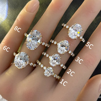 Bague NOVA en Moissanite couleur D, plaquée or, sertie de griffes, en argent sterling S925, taille ovale 2/3/5/6/8 carats, style luxe léger pour femme