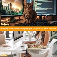Lit pour animaux de compagnie de bureau rond solide amélioré de luxe Style hamac confortable avec support robuste nid de chat doux
